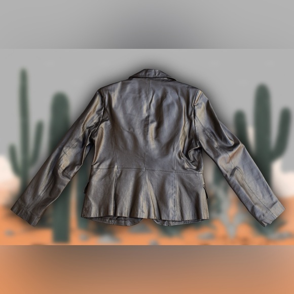 Vintage Worthington Silver Leather Jacket Sz L - Picture 2 of 3